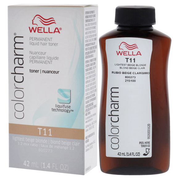 Color Charm Permanent Liquid Toner - T11 Lightest Beige Blonde by Wella 1.4 oz - Picture 4 of 4